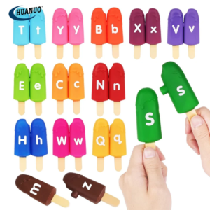 Montessori Alphabet Pairing Learning Toy (26 pcs) Letters Matching Game Ice Cream Toy for Baby Developing Fine Motor Skills