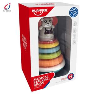 Montessori Rainbow Circle Early Education Tall Stacking Toy Learning Sorting & Building Block Ring-Stacking Play Set for Baby