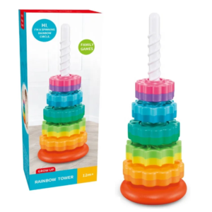 Montessori Stacking Toys Spinning Rainbow Gears Toddler Early Educational Circle Rotating Tower Pyramid