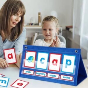 Word Building Desktop Pocket Chart Tent Cards Spelling Game Literacy Learning Cards Alphabet Blending Board Early Education